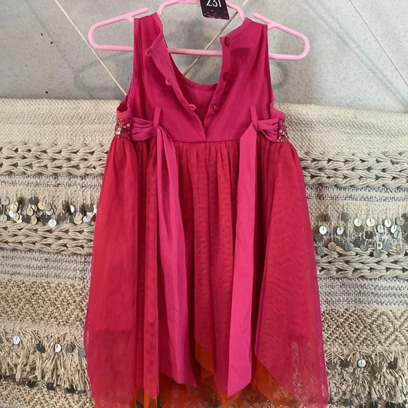 Monsoon magenta/orange Tulle Dress with Gold Sequin Top - Picture 5 of 8